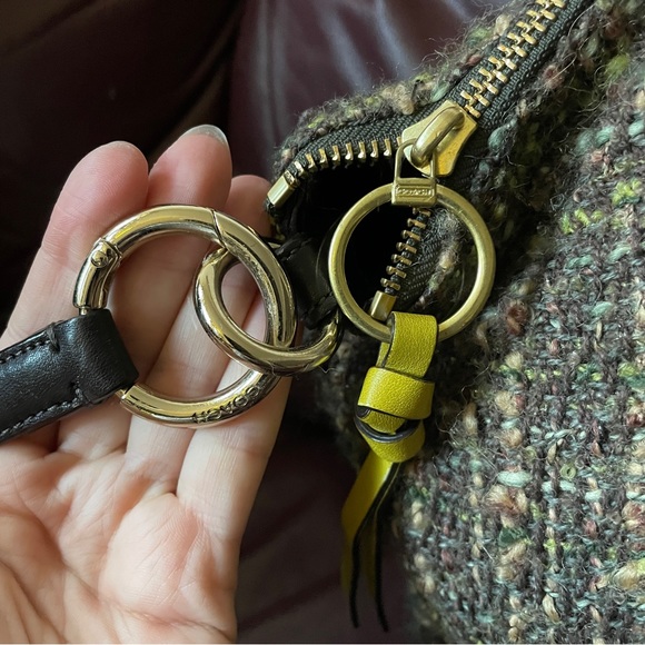 Authentic Rare COACH Chelsea Boucle Green Tweed Emerson Satchel Purse - Picture 9 of 14